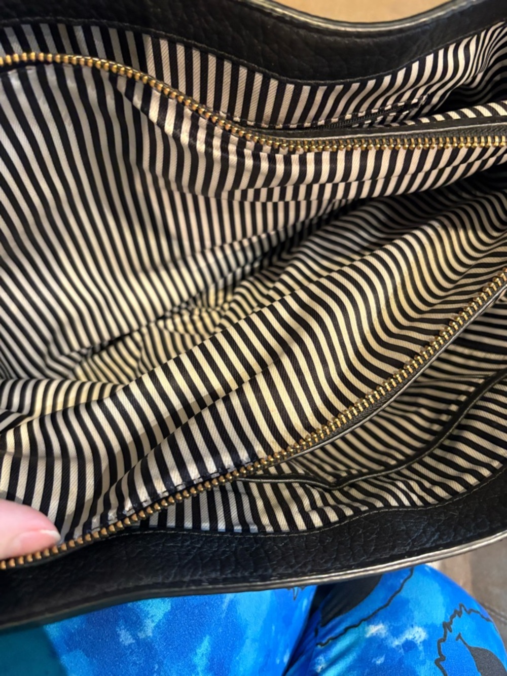 kate spade Black Pebbled Leather Shoulder Bag with White Trim - Picture 6 of 16